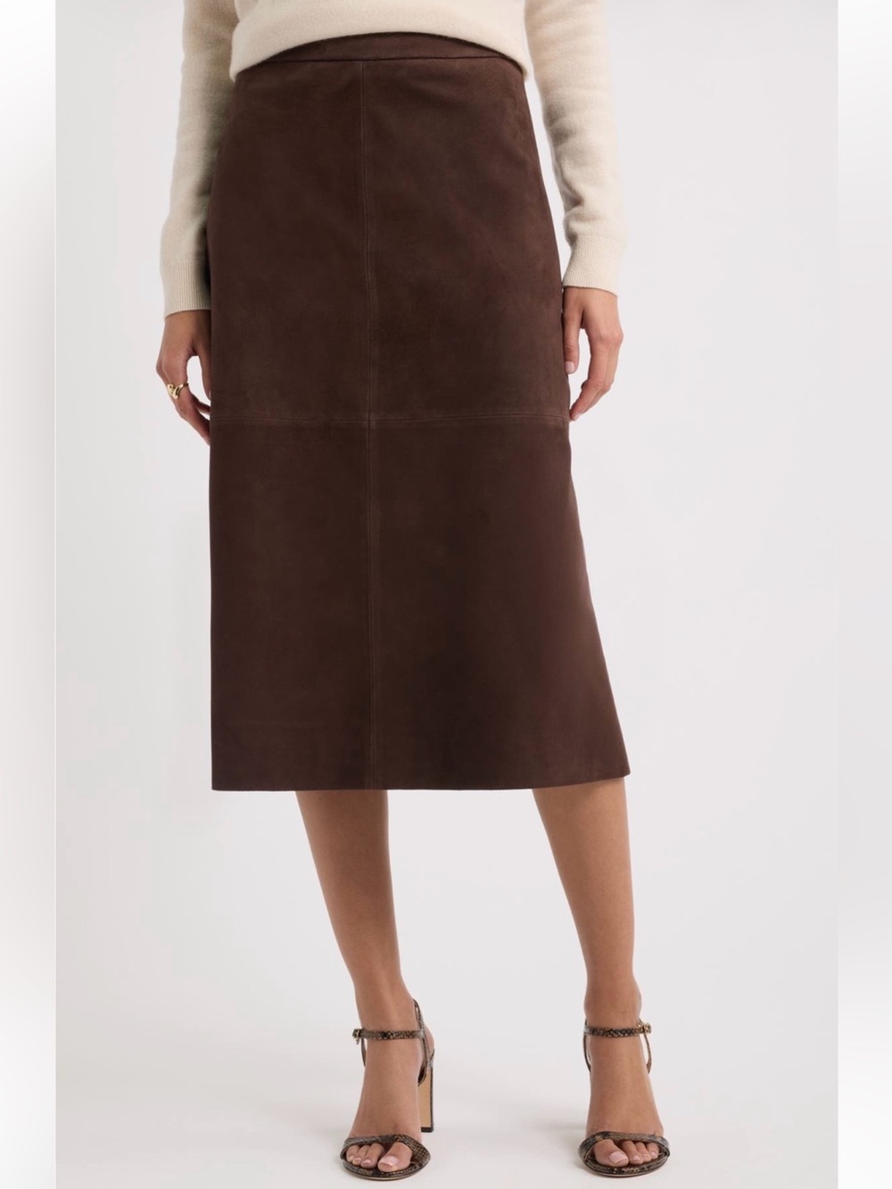 Max Studio London Brown Faux Suede A-Line Maxi Skirt XS NWT $138